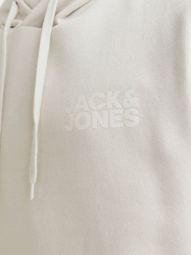 Jack & Jones Corp Logo Sweat Hoodie in Stone