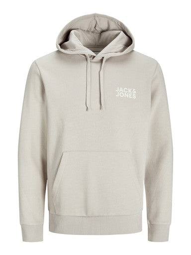 Jack & Jones Corp Logo Sweat Hoodie in Stone