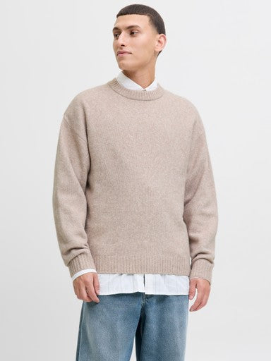 Jack & Jones Soho Ollie Knit Crew Neck Sweater in Beige