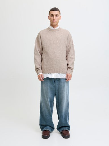 Jack & Jones Soho Ollie Knit Crew Neck Sweater in Beige
