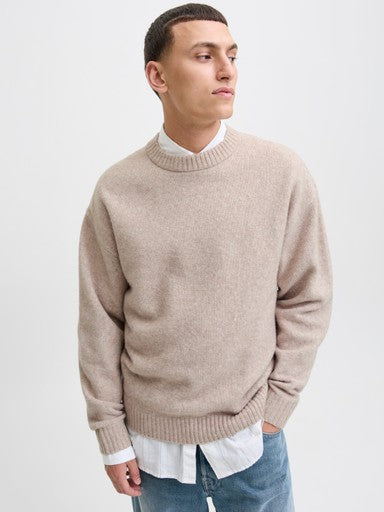 Jack & Jones Soho Ollie Knit Crew Neck Sweater in Beige