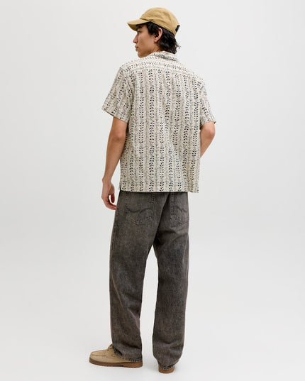 Jack & Jones Blulyon Print Dobby S/S Shirt Ecru - 071