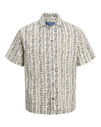 Jack & Jones Blulyon Print Dobby S/S Shirt Ecru - 071