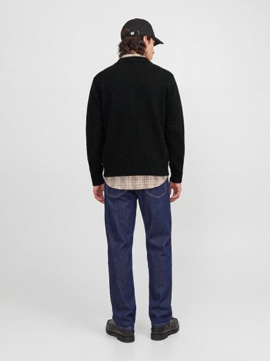 Jack & Jones Soho Ollie Knit Polo Cardigan in Black