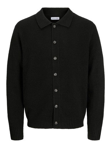 Jack & Jones Soho Ollie Knit Polo Cardigan in Black