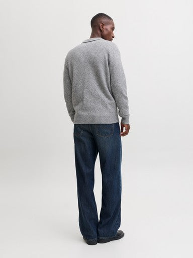 Jack & Jones Soho Ollie Knit Polo Cardigan in Grey