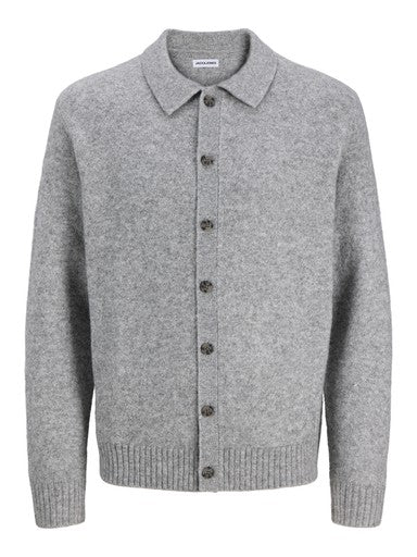 Jack & Jones Soho Ollie Knit Polo Cardigan in Grey