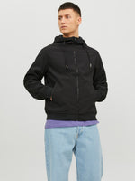 Load image into Gallery viewer, Jack &amp; Jones Basic Soft Shell Hooded Jacket Black - Raw Menswear
