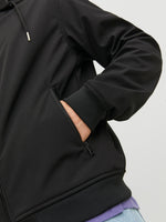 Load image into Gallery viewer, Jack &amp; Jones Basic Soft Shell Hooded Jacket Black - Raw Menswear
