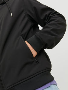 Jack & Jones Basic Soft Shell Hooded Jacket Black - Raw Menswear