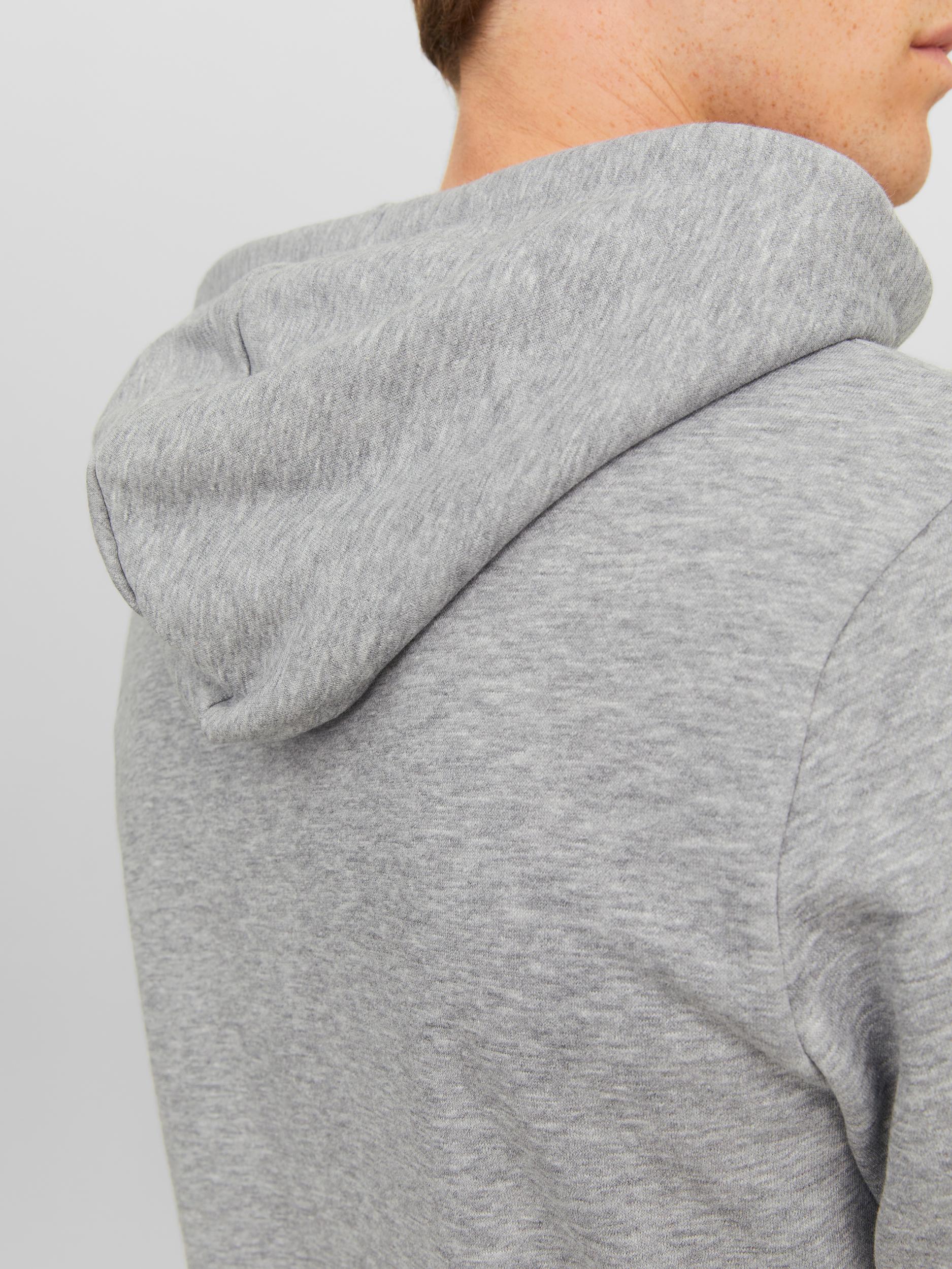 Jack & Jones Milk Zip Though Hoodie Light Grey Melange - Raw Menswear