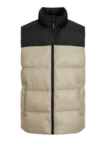 Load image into Gallery viewer, Jack &amp; Jones Toby Colour Block Padded Body Warmer Stone / Black - Raw Menswear
