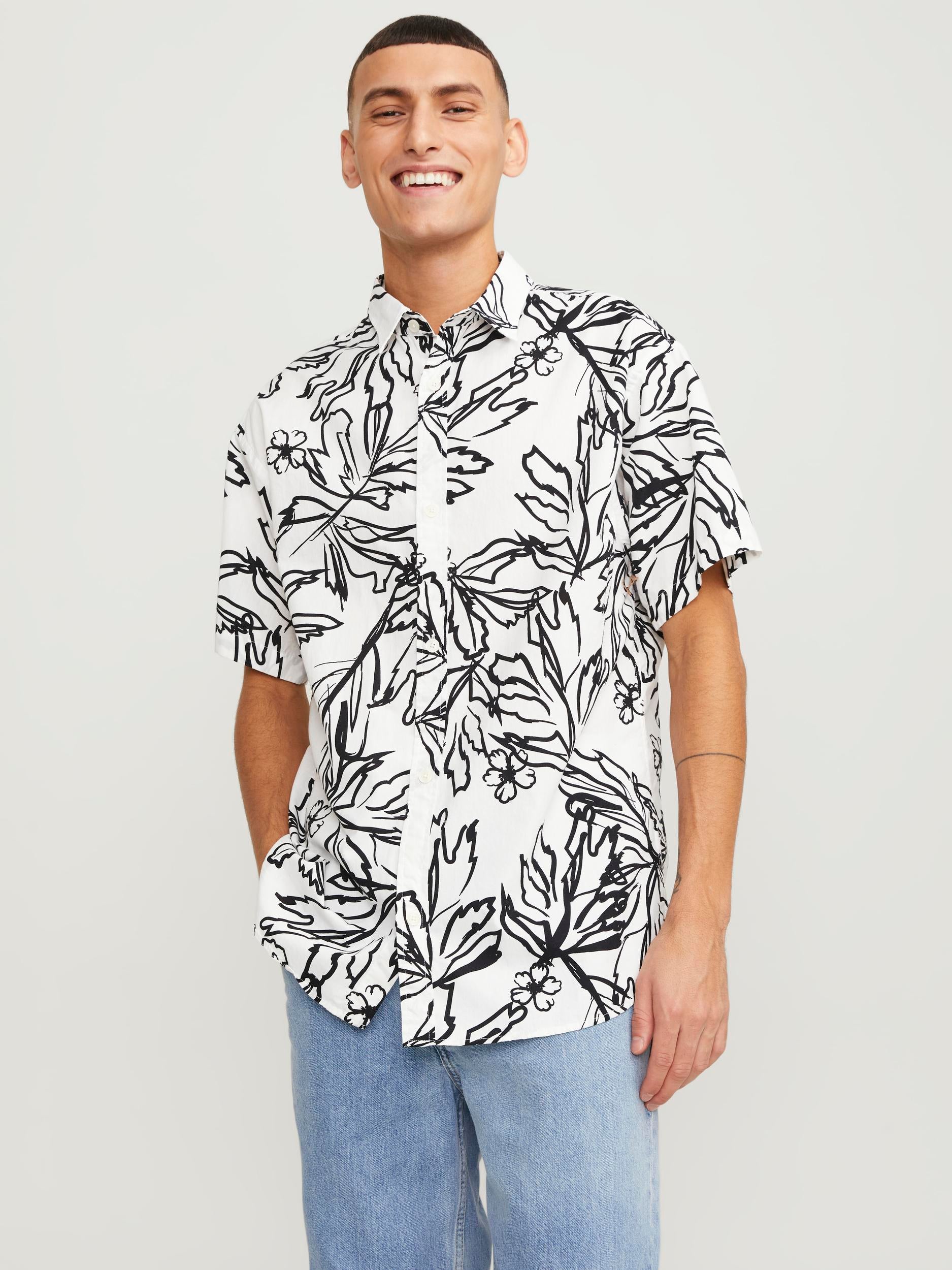 Jack & Jones Lafayette Hawaiian AOP Floral Shirt White - Raw Menswear