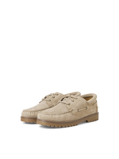 Jack & Jones Brooklyn Suede Boat Shoes in Taupe