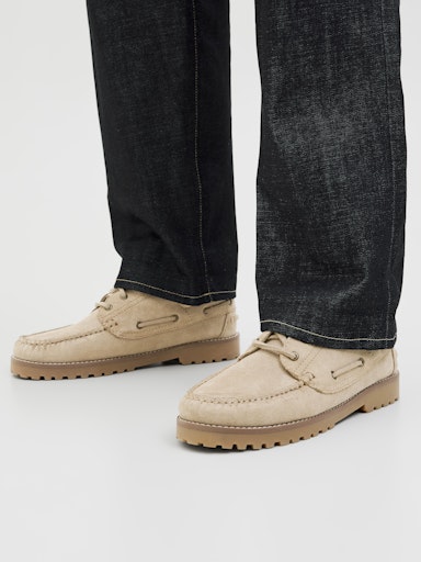 Jack & Jones Brooklyn Suede Boat Shoes in Taupe