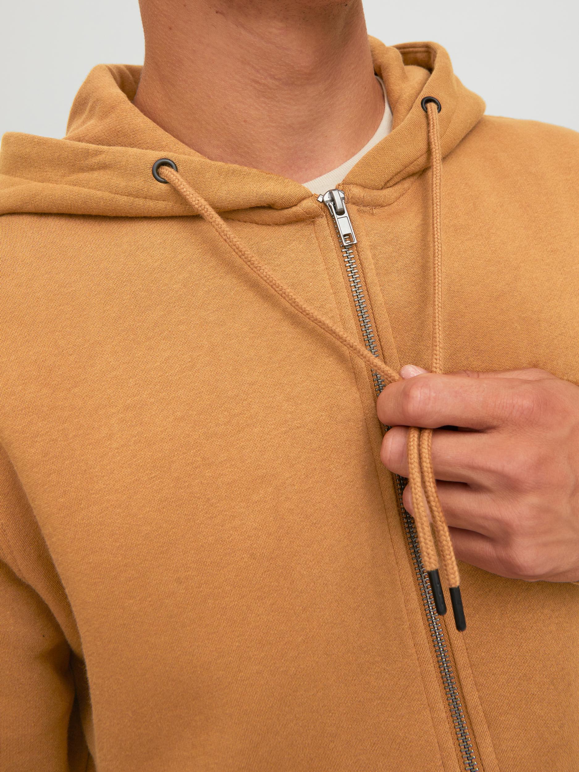 Jack & Jones Star Basic Zip Through Hoodie Tan - Raw Menswear