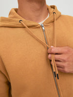 Load image into Gallery viewer, Jack &amp; Jones Star Basic Zip Through Hoodie Tan - Raw Menswear
