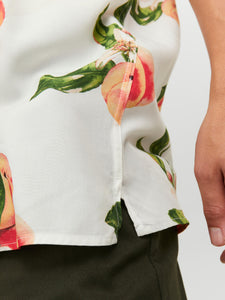 Jack & Jones Flores Resort Peaches Print Shirt White - Raw Menswear