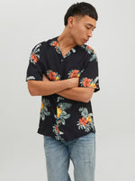 Load image into Gallery viewer, Jack &amp; Jones Flores Resort Peaches Print Shirt Black - Raw Menswear
