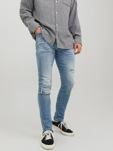 Jack & Jones Glenn Blair GE 202 Slim Fit Ripped Denim Jeans Blue - Raw Menswear