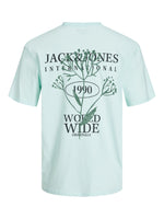 Charger l&#39;image dans la galerie, Jack &amp; jones Lafayette Back Print Flower Tee, Light Turquoise - Raw Menswear
