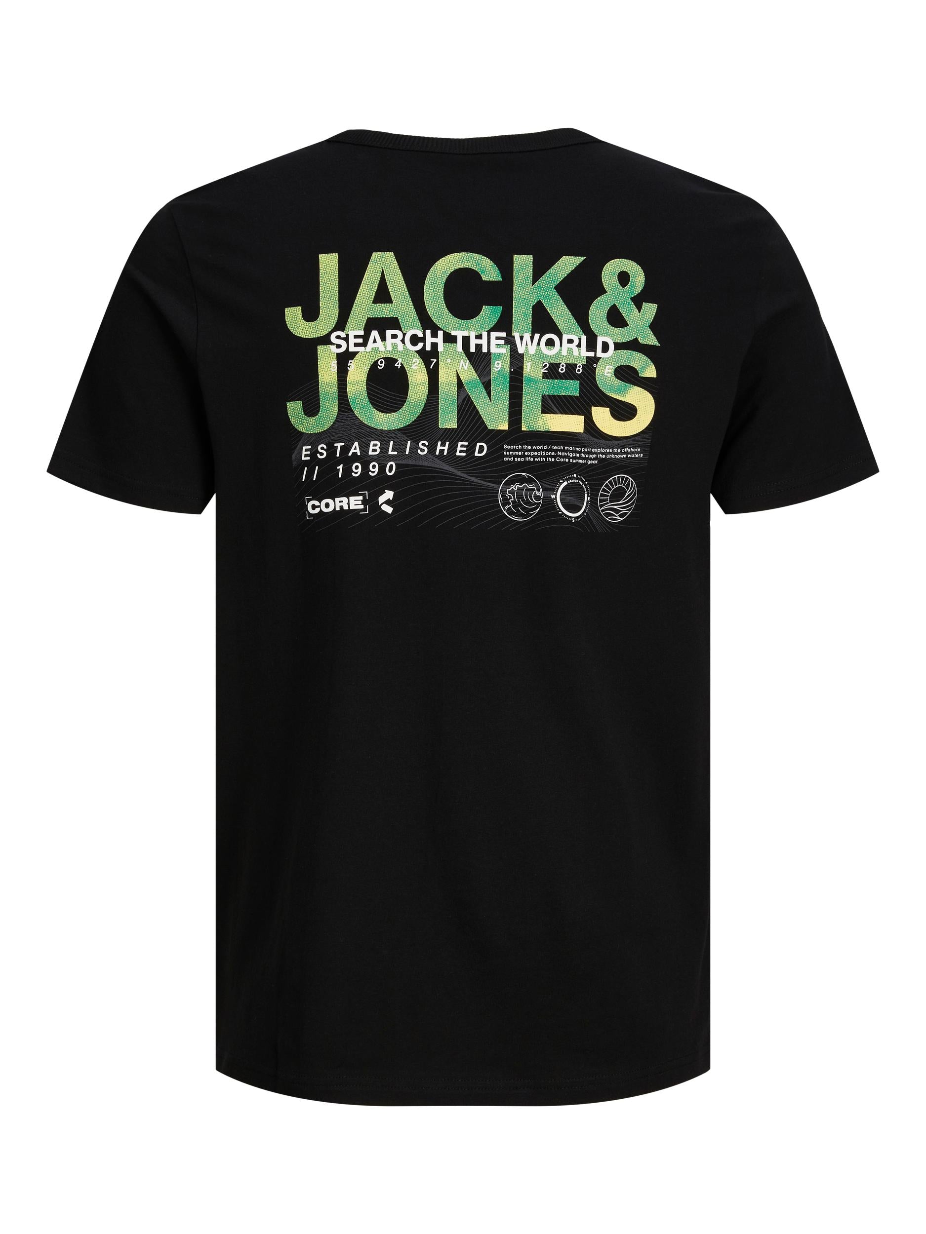 Jack & Jones Water Logo Back Print Tee Black - Raw Menswear