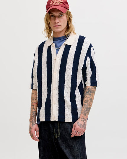 Jack & Jones Tyler SS Knit Polo Ecru/Navy