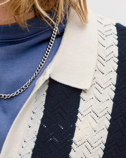 Jack & Jones Tyler SS Knit Polo Ecru/Navy