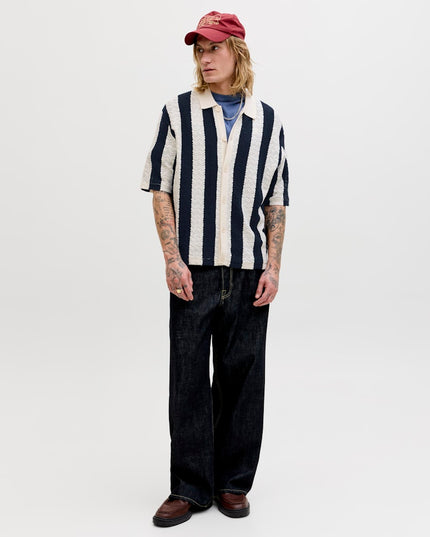 Jack & Jones Tyler SS Knit Polo Ecru/Navy