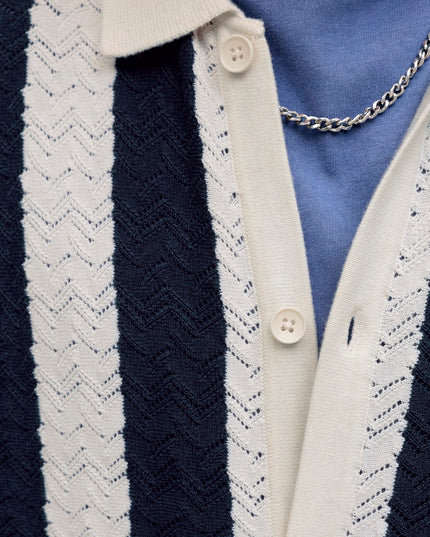 Jack & Jones Tyler SS Knit Polo Ecru/Navy