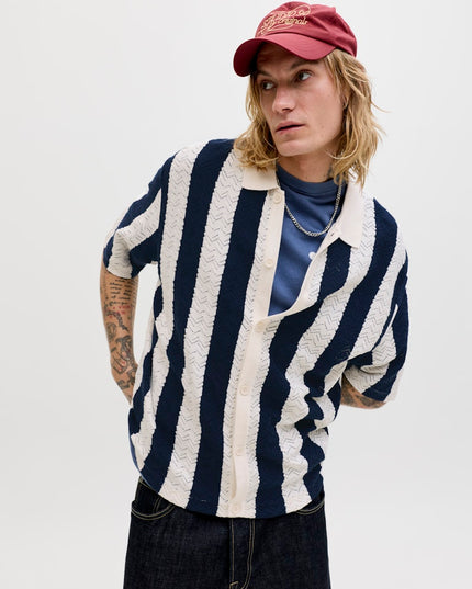 Jack & Jones Tyler SS Knit Polo Ecru/Navy