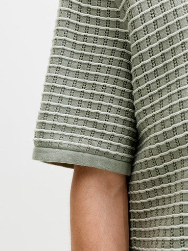 Jack & Jones Knit Split Neck Polo in Sage Green