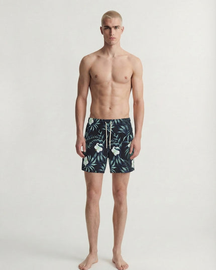 Jack & Jones Maui Flower Seersucker Swim Short Black Floral