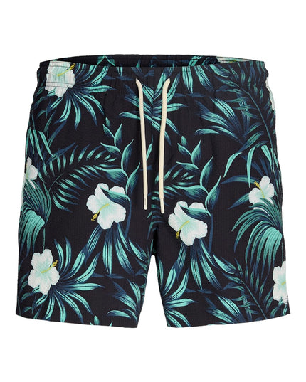 Jack & Jones Maui Flower Seersucker Swim Short Black Floral