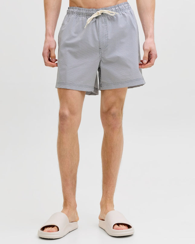 Jack & Jones Maui Ocean Seersucker Swim Shorts Navy Blazer