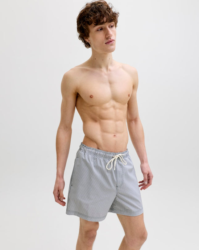 Jack & Jones Maui Ocean Seersucker Swim Shorts Navy Blazer