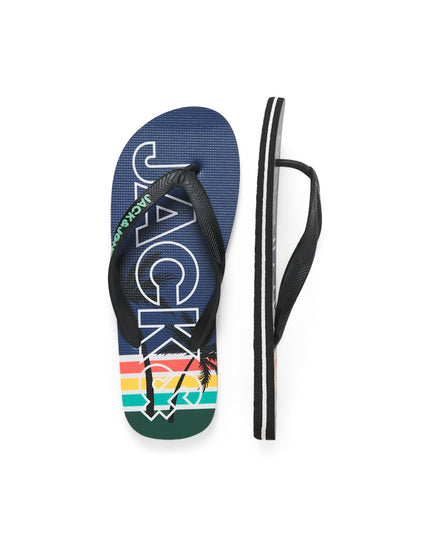 Jack & Jones Palm Print Flip Flops Vintage Indigo