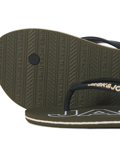Jack & Jones Palm Print Flip Flop in Olive Night