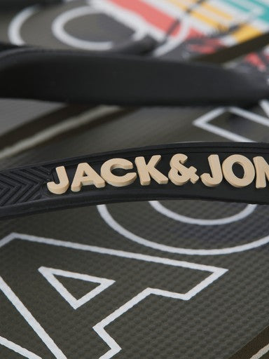 Jack & Jones Palm Print Flip Flop in Olive Night