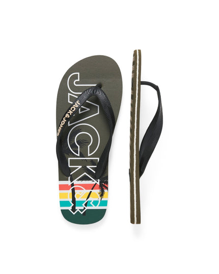 Jack & Jones Palm Print Flip Flops Olive Night - 1219