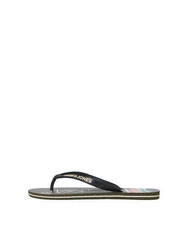 Jack & Jones Palm Print Flip Flop in Olive Night