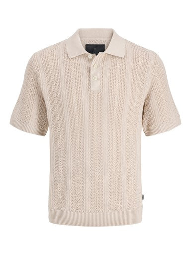 Jack & Jones Blawinston Knit Polo in Ecru