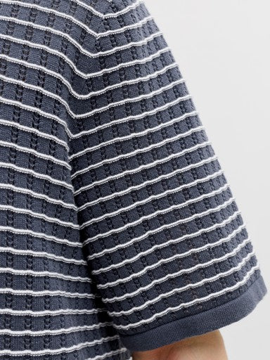 Jack & Jones Knit Split Neck Polo in Navy Blue