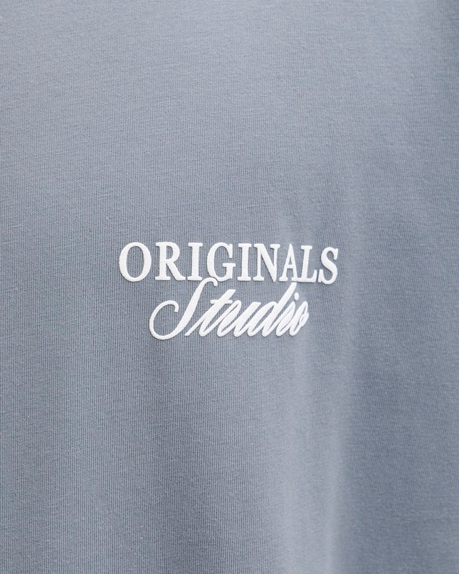 Jack & Jones Loose Fit Back Print Tee Tradewinds Grey - 380