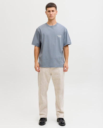 Jack & Jones Loose Fit Back Print Tee Tradewinds Grey - 380