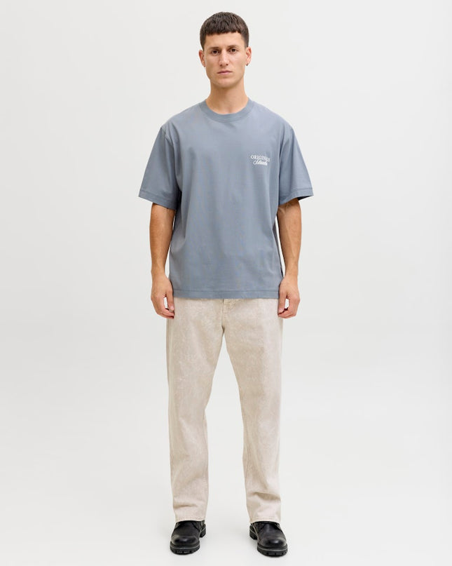 Jack & Jones Loose Fit Back Print Tee Tradewinds Grey - 380