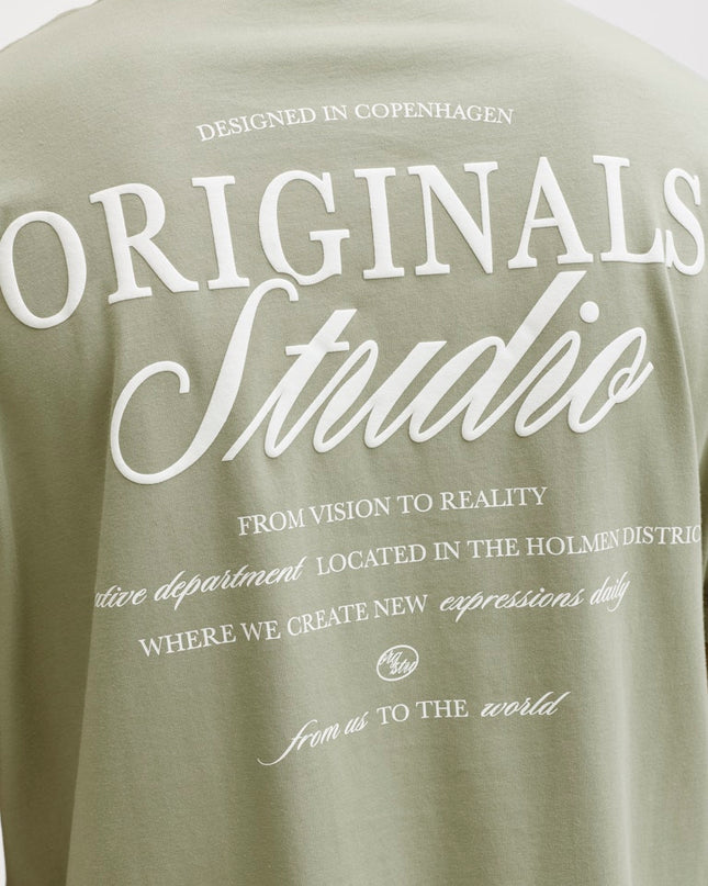 Jack & Jones Loose Fit Back Print Tee Seagrass Green