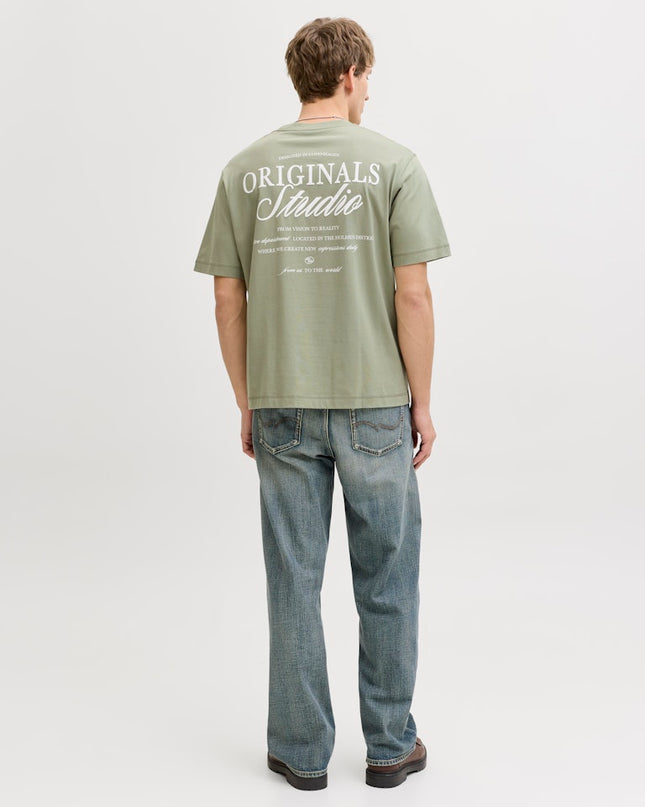 Jack & Jones Loose Fit Back Print Tee Seagrass Green