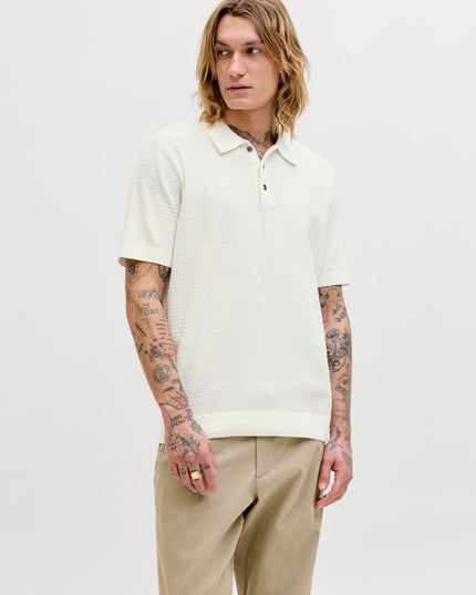 Jack & Jones Riley Knit SS Polo (Cloud Dancer) Ecru - 050