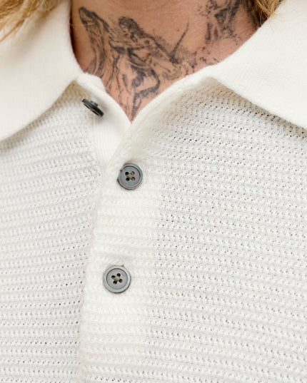 Jack & Jones Riley Knit SS Polo (Cloud Dancer) Ecru - 050